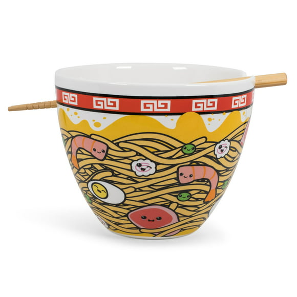 Mira Designs Japanese Floral Design Donburi Ramen Udong Noodle Bowl with Chopsticks 16 fl oz 